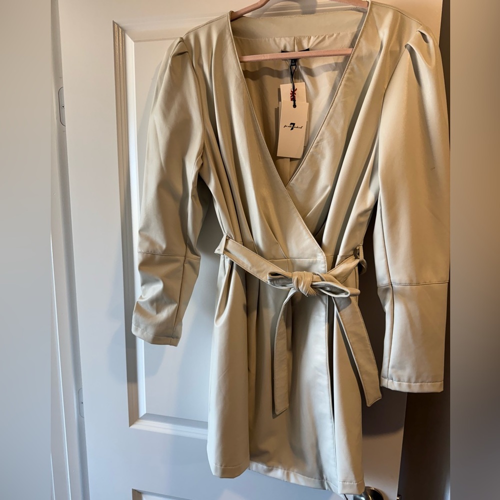 7 For All Mankind Vegan Leather Dress Cream Size L New With Tags